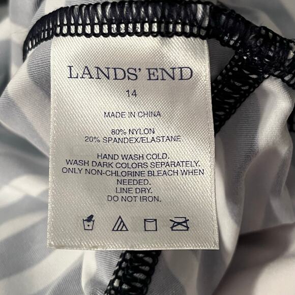 Lands’ End Women’s Sz 14 Navy White Halter Swim Top Underwire Removable Cups - Picture 5 of 7